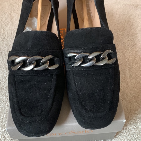 Black suede block heel loafer - Picture 2 of 5